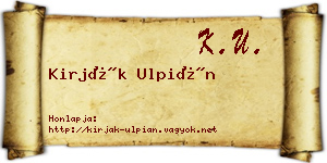 Kirják Ulpián névjegykártya